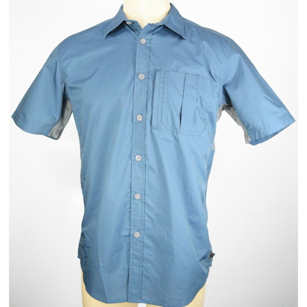 Northwest Territory Men's Size M Blue Fishing Button Front Vented Safari Shirt